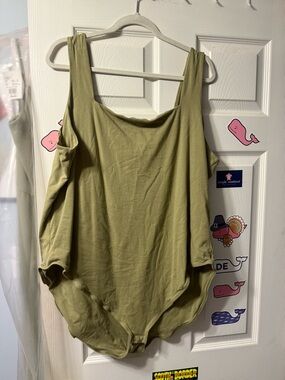 Old Navy Olive Green Cold-Shoulder Bodysuit